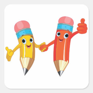 Happy Pencils Quadratischer Aufkleber