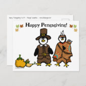 Happy Pengsgiving Feiertagspostkarte (Vorne/Hinten)