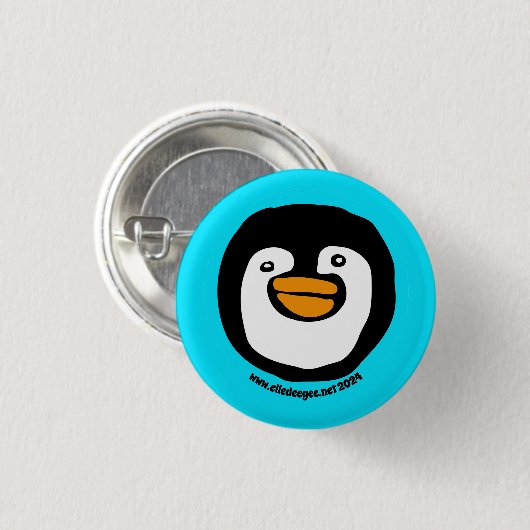 Happy Penguin Aquamarin Button (Vorne & Hinten)