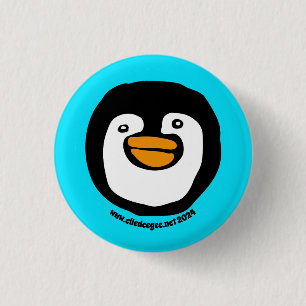 Happy Penguin Aquamarin Button