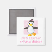 Happy Penguin Big Sister Magnet (Vorderseite/Rückseite)