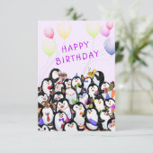 Happy Penguin Birthday Card (Stehend Vorderseite)
