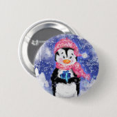 Happy Penguin Christmas Button (Vorne & Hinten)