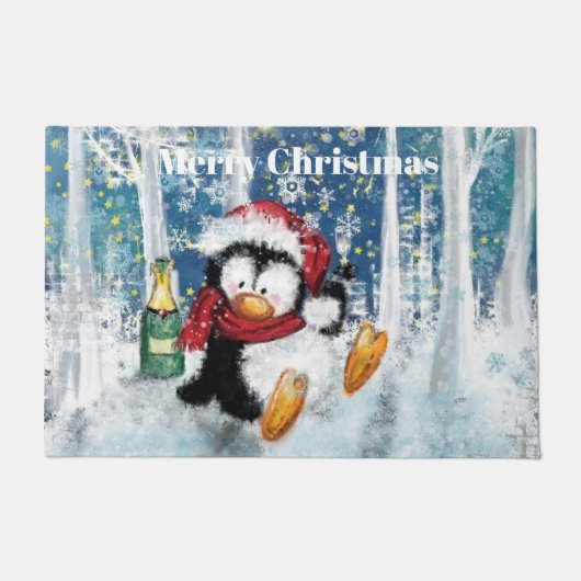 Happy Penguin Christmas Doormat Fußmatte (Vorderseite)