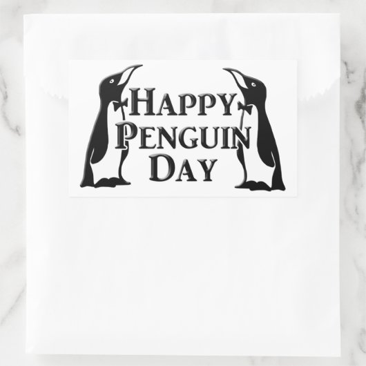 Happy Penguin Day Rechteckiger Aufkleber (Tasche)