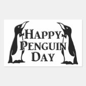Happy Penguin Day Rechteckiger Aufkleber (Vorderseite)