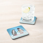 Happy Penguin Drehmoment, One Holding Flowers Getränkeuntersetzer (Rechte Seite)