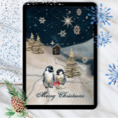 Happy Penguin Family Feiertagskarte