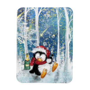 Happy Penguin - Frohe Weihnachten - Beifall Magnet