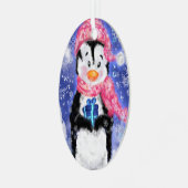 Happy Penguin - Frohe Weihnachten - Niedlich - Ornament Aus Metall (Vorderseite links)