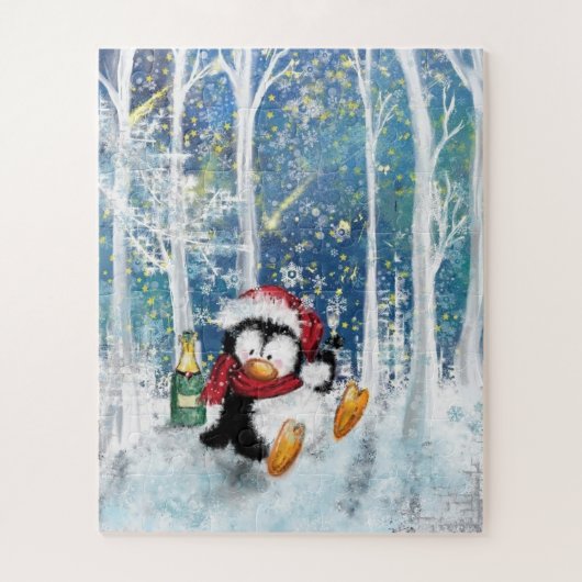 Happy Penguin - Frohe Weihnachten - Niedlich Puzzle (Vertikal)