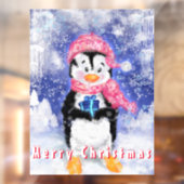Happy Penguin - Frohe Weihnachten - Niedlich - Zei Fensteraufkleber (Blatt 2)
