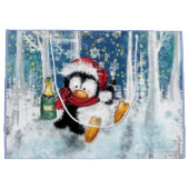 Happy Penguin Funny Christmas Geschenktasche Große Geschenktüte (Rückseite)