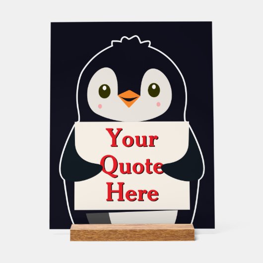 Happy penguin holding a sign to personalize acrylschild (Vorderseite)
