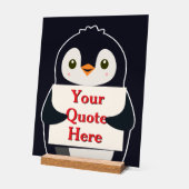 Happy penguin holding a sign to personalize acrylschild (Winkel)