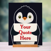 Happy penguin holding a sign to personalize acrylschild (Neutral)