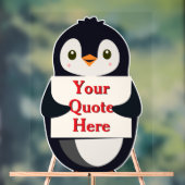 Happy penguin holding a sign to personalize acrylschild (Neutral)