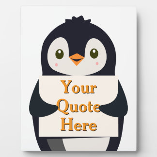 Happy penguin holding a sign to personalize fotoplatte