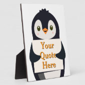 Happy penguin holding a sign to personalize fotoplatte (Seite)