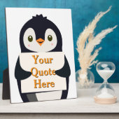 Happy penguin holding a sign to personalize fotoplatte (Seite)