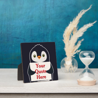 Happy penguin holding a sign to personalize fotoplatte