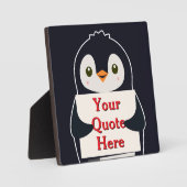 Happy penguin holding a sign to personalize fotoplatte (Vorderseite)