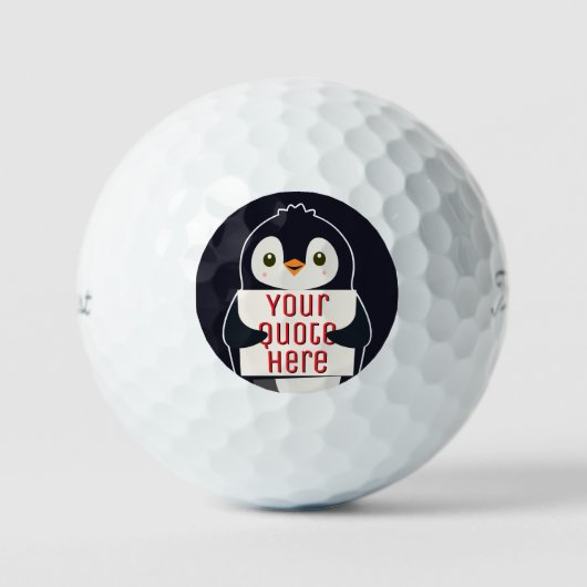 Happy penguin holding a sign to personalize golfball (Vorderseite)