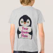 Happy penguin holding a sign to personalize Tri-Blend shirt (Rückseite)