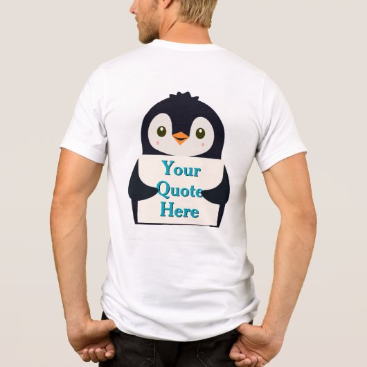 Happy penguin holding a sign to personalize Tri-Blend shirt (Rückseite)
