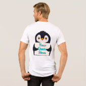 Happy penguin holding a sign to personalize Tri-Blend shirt (Rückseite voll)