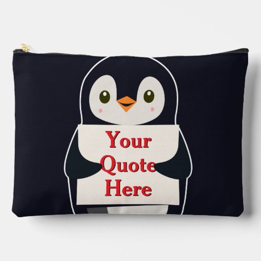 Happy penguin holding a sign to personalize zubehörtasche (Vorderseite)