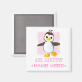 Happy Penguin Little Sister Magnet (Vorderseite/Rückseite)
