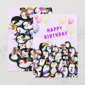 Happy Penguin Party Funny Birthday Card (Vorne/Hinten)