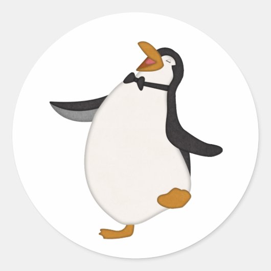 Happy Penguin Runder Aufkleber (Vorderseite)