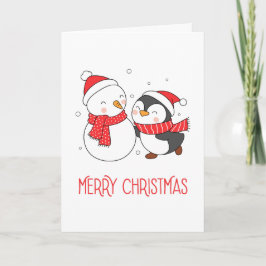 Happy Penguin und Snowman Frohe Weihnachten