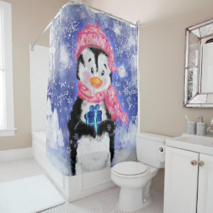 Happy Penguin - Weihnachten - Duschvorhang