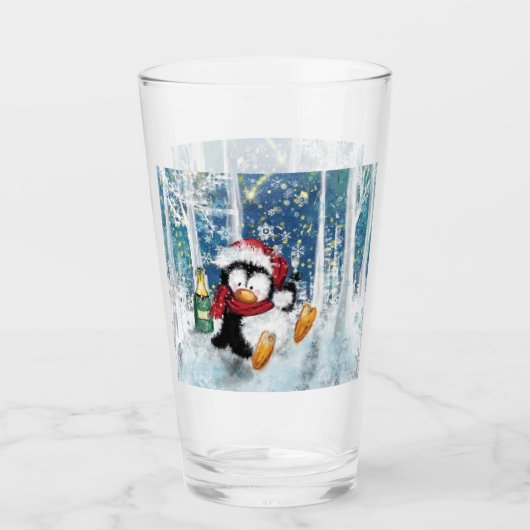 Happy Penguin - Weihnachten Glas (Vorderseite)