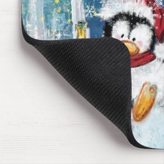 Happy Penguin - Weihnachten Mousepad (Ecke)