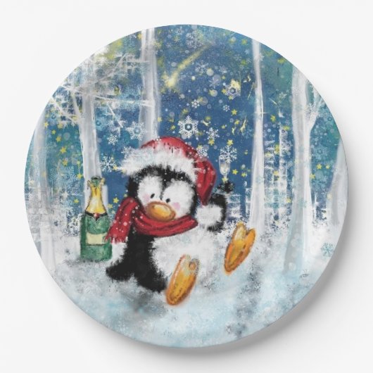 Happy Penguin - Weihnachten Pappteller (Vorderseite)