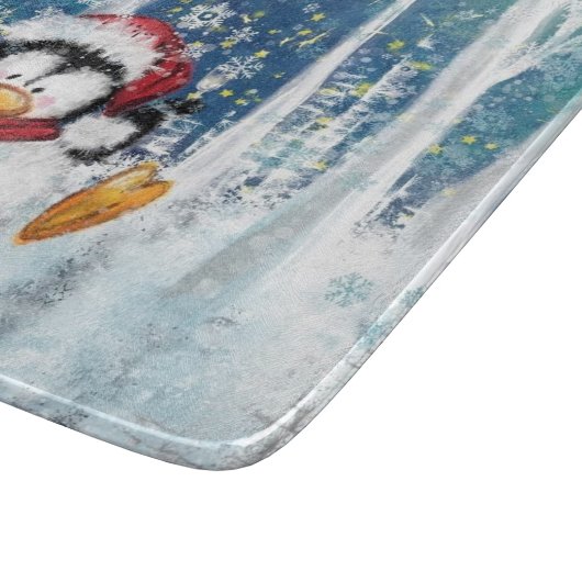 Happy Penguin - Weihnachten Schneidebrett (Ecke)
