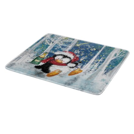 Happy Penguin - Weihnachten Schneidebrett (Ecke)