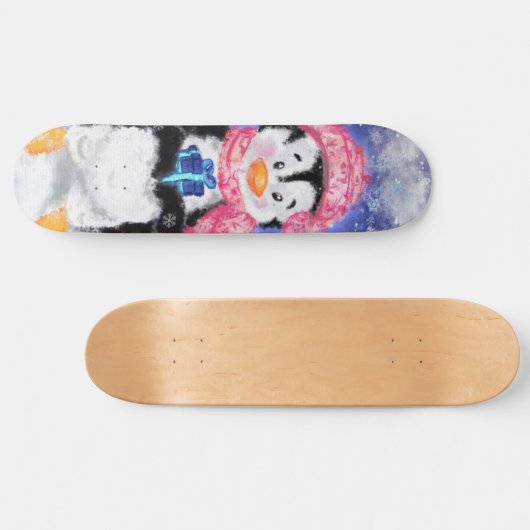 Happy Penguin - Weihnachten Skateboard (Horizontal)