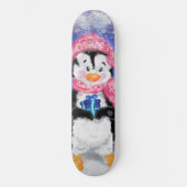 Happy Penguin - Weihnachten Skateboard (Vorderseite)