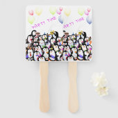 Happy Penguins Party Cartoon Hand Fan Funny  Fächer (Vorne und Hinten)