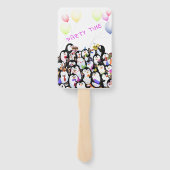 Happy Penguins Party Cartoon Hand Fan Funny  Fächer (Rückseite)