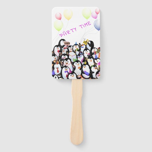 Happy Penguins Party Cartoon Hand Fan Funny  Fächer (Vorderseite)
