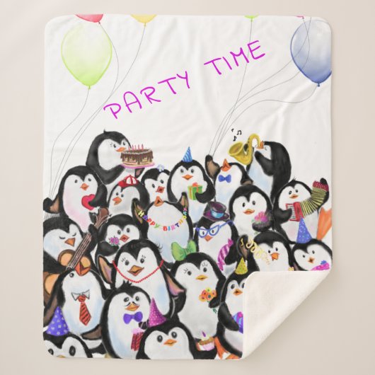 Happy Penguins Sherpa Blanket - Benutzerdefinierte Sherpadecke (Vorderseite)