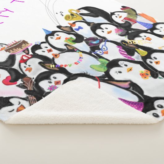 Happy Penguins Sherpa Blanket - Benutzerdefinierte Sherpadecke (3/4)