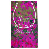 Happy Pension Pink Florals Garden Hand bemalt Kleine Geschenktüte (Rückseite)