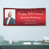 Happy Pension Red mit Gold Confetti Ein Foto Banner (Messe)